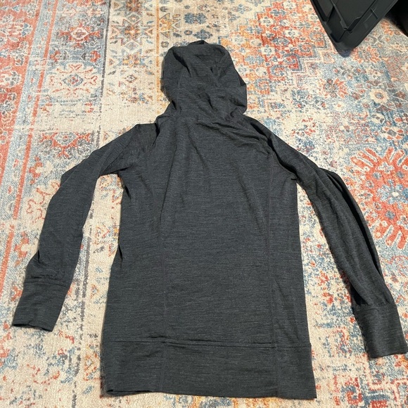 Ibex 100% merino wool grey long-sleeved hoodie sweater - Picture 7 of 9